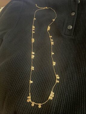 Delicate Gold Disc Long Necklace for Layering